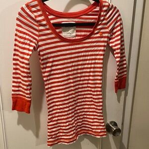 Abercrombie Kids Red and White Striped Long Sleeve Tee